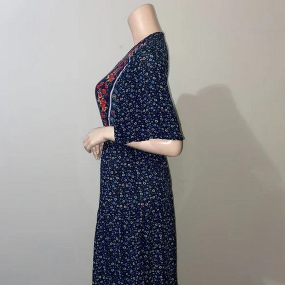 PRETTYGARDEN NAVY FLORAL PRINT MAXI DRESS SIZE MEDIUM - Picture 5 of 13